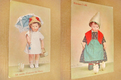 A605-I-Set 2 Papusi copii Rapahel Tuck&amp;amp;Sohn OILETTE-Carti postale comice vechi. foto