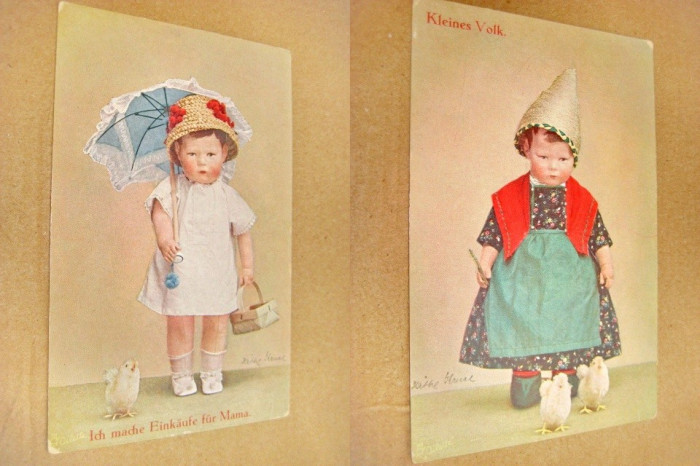 A605-I-Set 2 Papusi copii Rapahel Tuck&amp;Sohn OILETTE-Carti postale comice vechi.