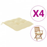 Perne de scaun, 4 buc., alb crem, 40 x 40 x 7 cm, textil, vidaXL