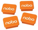 Magneti pentru table NOBO, 18x22 mm, sustin 4 coli, 4 buc/set, portocaliu