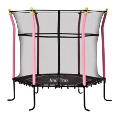 Trambulina copii 3-10 ani, 161x163 cm, cu plasa protectie, negru si roz, max 60 kg foto