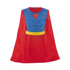 Costum Superman pentru copii, Man of Steel, bust si pelerina, poliester, albastru, 7-10 ani