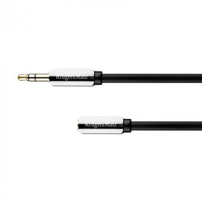 Cablu audio Kruger&amp;amp;Matz, 2 x jack stereo 3.5 mm mama/tata, 1 m