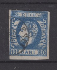 Carol I cu barba 1871 - 10 bani albastru stampilat foto