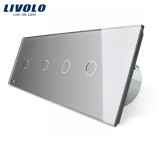 Cumpara ieftin Intrerupator touch Livolo din sticla gri cu 4 comenzi simple