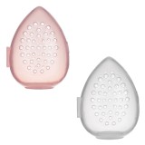 Cutie perforată pentru bureți de machiaj, 2 buc, &Oslash;6x8cm, Transparentă și Roz, CMCLASS