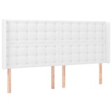 Cumpara ieftin Tablie de pat cu aripioare, alb, 203x16x118/128 cm, piele eco