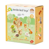 Animalute in copac, din lemn premium - Stacking Garden Friends - 16 piese - Tender Leaf Toys