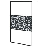 Cumpara ieftin Paravan de dus walk-in negru 115x195 cm sticla ESG model piatra