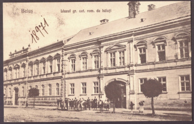 5138 - BEIUS, Bihor, High School, Romania - old postcard - unused foto