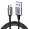 Ugreen - Data Cable US288 (60126) - USB to Type-C, Fast Charging, 3A, 18W, 480Mbps, Nylon Braided, 1m - Space Gray