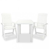 VidaXL Set mobilier bistro, 3 piese, alb, plastic