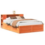 Cumpara ieftin Cadru pat fara saltea, maro ceruit, 135x190 cm, lemn masiv pin