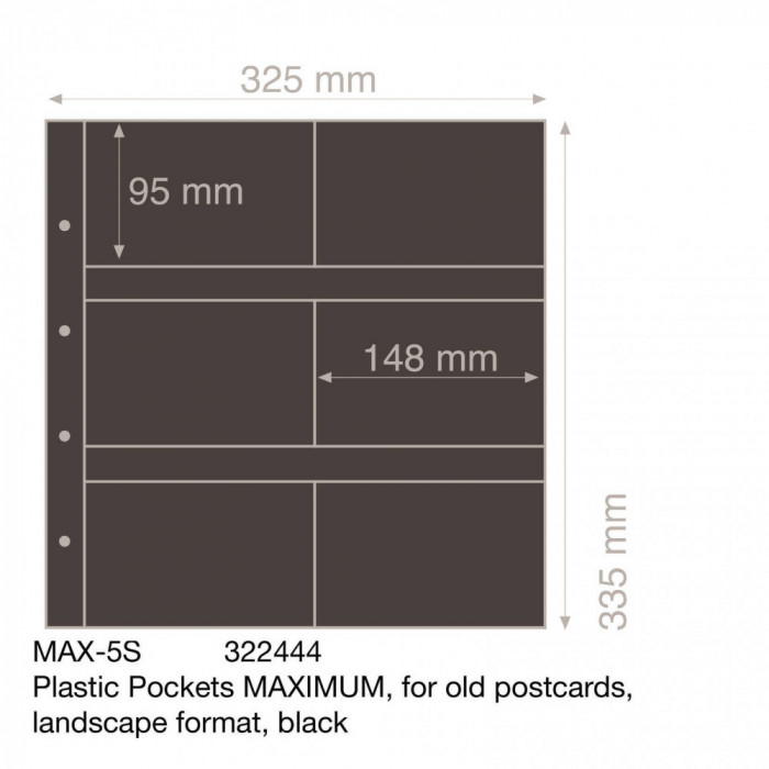 Set folii MAXIMUM, format mare pentru carti postale vechi, negru