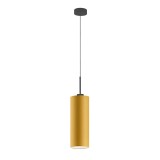 Lustra tip pendul Avaia, metal/vinil, negru/mustar, 35 x 15 x 120 cm