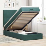 Cumpara ieftin Cadru de pat otoman cu saltele, catifea verde &icirc;nchis 90x200cm