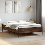VidaXL Cadru de pat, stejar maro, 150x200 cm, lemn prelucrat și metal 3279796