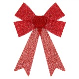 Fundiță Decorativă Crăciun, Glitter, PVC, Roșu, 32x22cm, Oem