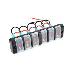Panou 6 butoane intrerupatoare iluminate 12V 18,5cm x 5cm