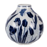 Vaza flori ceramica alba albastra &Oslash; 16x16 cm