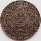 Cumpara ieftin 3279 Canada Nova Scotia 1 cent 1861 Victoria km 8, America de Nord