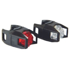 Set lumini bicicleta Fighter, 1 LED alb + 1 LED rosu super bright, 2 functii