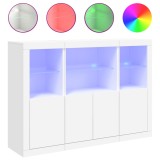 Cumpara ieftin Servanta cu lumini LED, 3 buc., alb, lemn prelucrat
