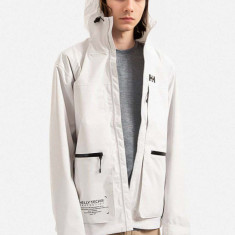 Helly Hansen geacă de ploaie Move Hooded Rain Jacket bărbați, culoarea alb, de tranziție 53757-823