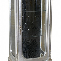 Vitrina baroc din lemn masiv argintiu cu decoratiuni BAR049E
