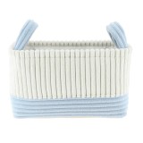 Coș Rufe Bicolor Catifelat Rectangular Mediu 32X20X18 Cm &ndash; Alb / Azur | Organizatoare Baie