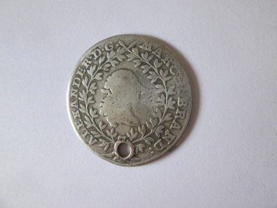 Statele Germane-Brandenburg-Ansbach:20 Kreuzer 1763 S argint Carl Alexander foto