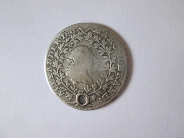 Statele Germane-Brandenburg-Ansbach:20 Kreuzer 1763 S argint Carl Alexander