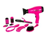 Set coafura pentru copii, 9 accesorii, roz/negru