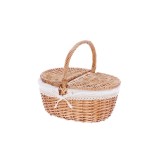 Cumpara ieftin Cos depozitare lemn salcie maro textil crem 40,5 x 30 x 36 cm