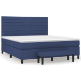 Cumpara ieftin Pat continental cu saltea, albastru, 160x200cm, material textil