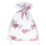 Săculeț Organza cu Inimi Roz, 15x20 cm, CMCLASS