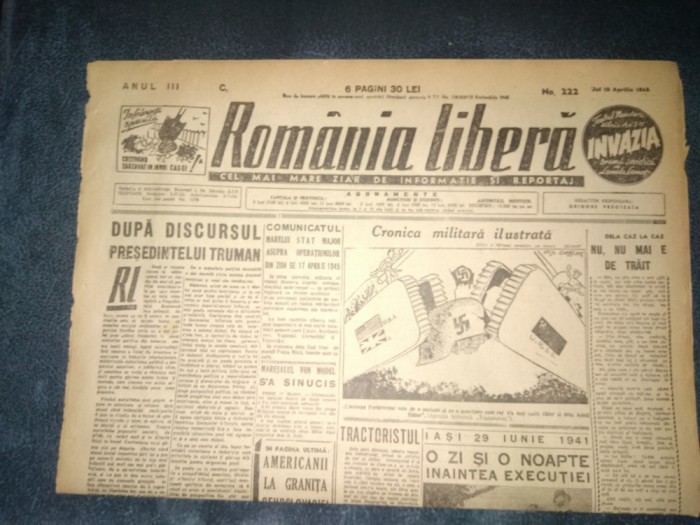 ZIAR ROMANIA LIBERA 19 APRILIE 1945