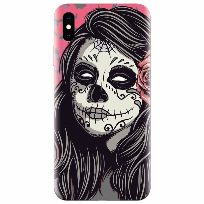 Husa silicon pentru Apple Iphone XS, Mexican Girl Skull Husa silicon pentru Apple Iphone XS, Mexican Girl Skull