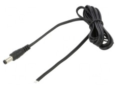Cablu DC 5,5/2,5mm 1,5m cu mufă drept negru și gri, 2x0,5mm&sup2;