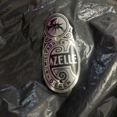 logo/sigla/emblema bicicleta GAZELLE,eticheta cadru bicicleta de colectie,acceso foto