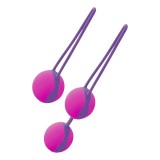 Bile kegel LIEBE Love Balls Set, din silicon premium, pentru tonifierea mușchilor pelvieni, cu greutăți progresive, roz cu mov