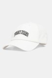 Tommy Jeans șapcă de baseball din bumbac culoarea alb, cu imprimeu, AW0AW16992