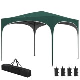 Pavilion pentru gradina/terasa, cadru metalic, material Oxford, cu tarusi, corzi ancorare, geanta, reglabil, verde, 2.95x2.95x2., ART