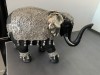 Superbă statuetă elefant din lemn și decorațiuni argintate ,veche,de colecție., Statuete