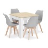 Set masa pentru sufragerie/living + 4 scaune Mark gri, Artool, lemn, stejar sonoma si alb, 80x80x75 cm, Leobert