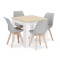 Set masa pentru sufragerie/living + 4 scaune Mark gri, Artool, lemn, stejar sonoma si alb, 80x80x75 cm