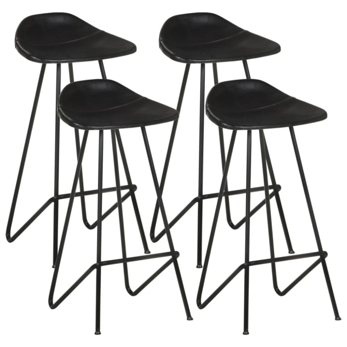 Gossi scaune de bar, 4 buc., negru, piele naturala