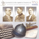 EROII INVIZIBILI DIN SPATELE FRONTULUI,BLOC.2018,Lp.2224, MNH ** ROMANIA., Istorie, Nestampilat