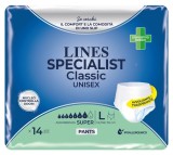 Scutece pentru adulti tip chilot Lines Specialist Super, 7 picaturi, marimea L, 14 bucati, unisex
