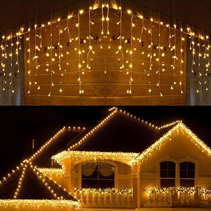 Instalatie luminoasa tip turturi, 300LED, 12 m, alb cald